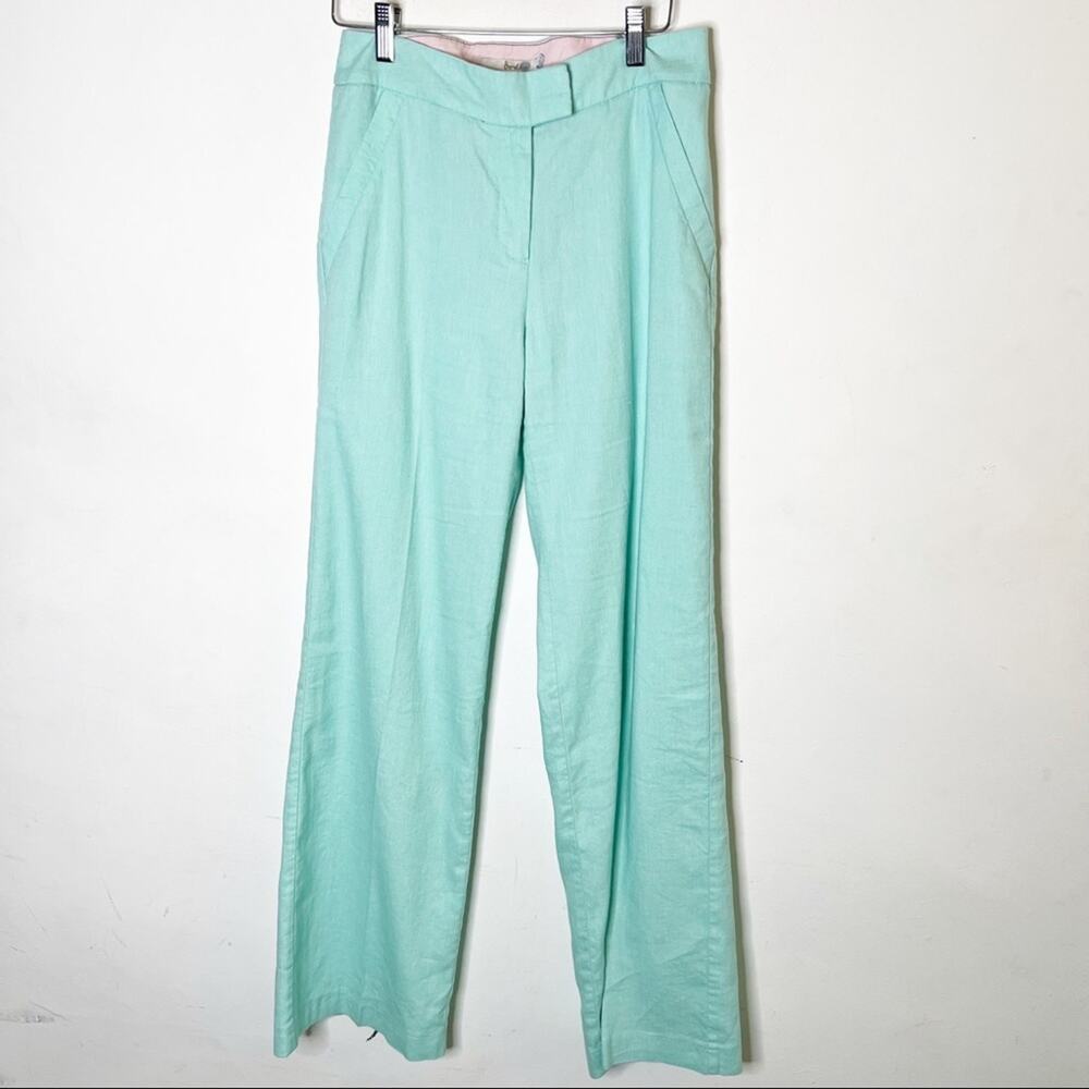 Boden Linen Teal Long Wide Leg Pants SZ 4R - Picture 2 of 8